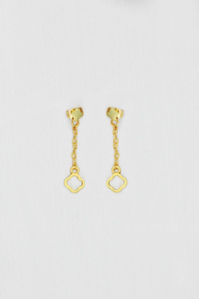 22Kt Gold Plated Clover Charm Dangle Earrings