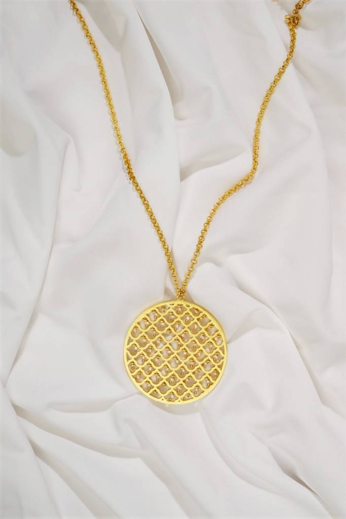 22Kt Gold Plated Jharokha Moti Jaal Round Necklace