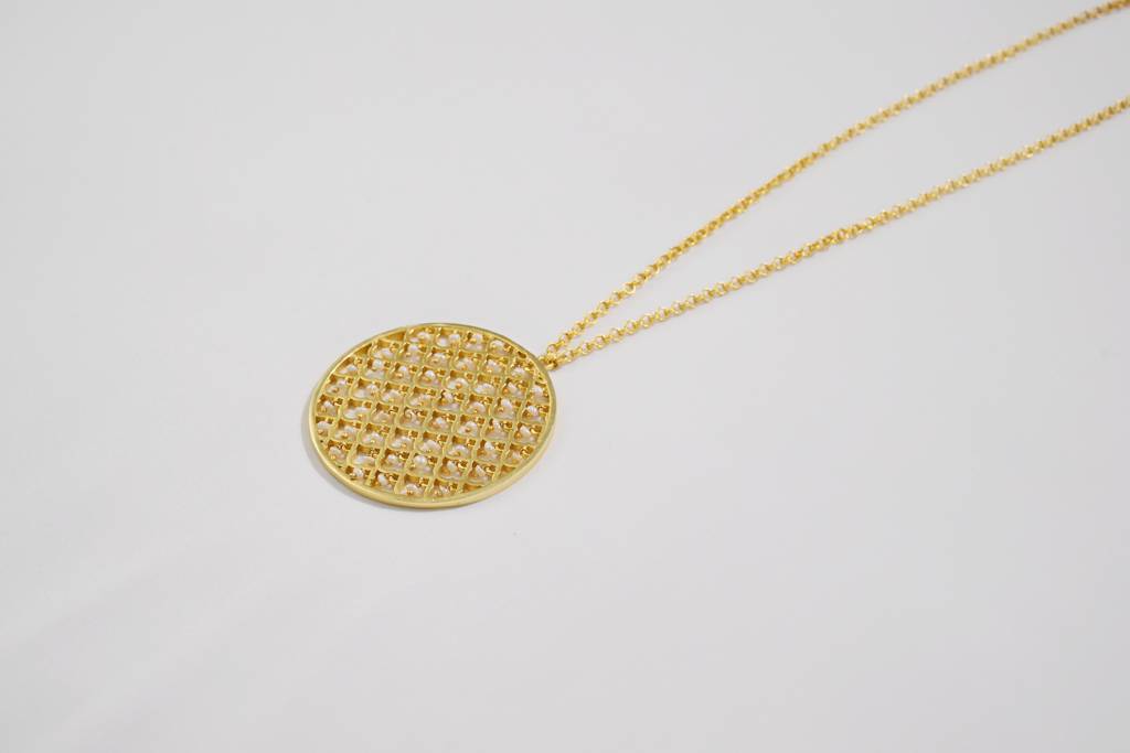 22Kt Gold Plated Jharokha Moti Jaal Round Necklace