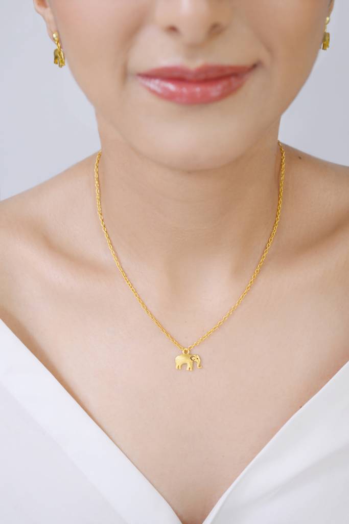 22kt Gold Plated Elephant Charm Necklace