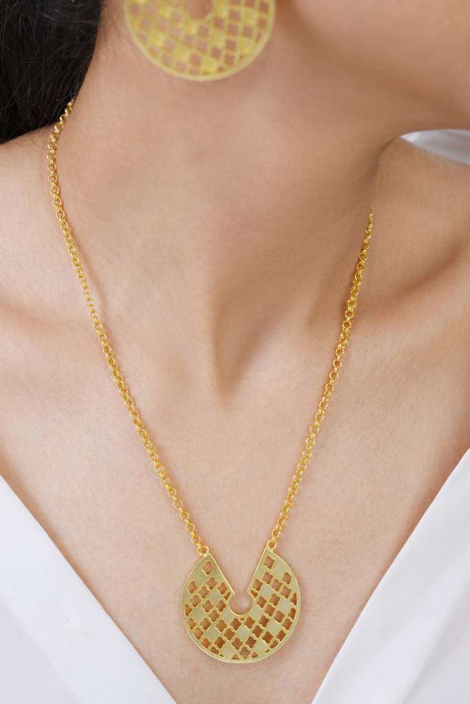22Kt Gold Plated Jharokha Jaal Necklace