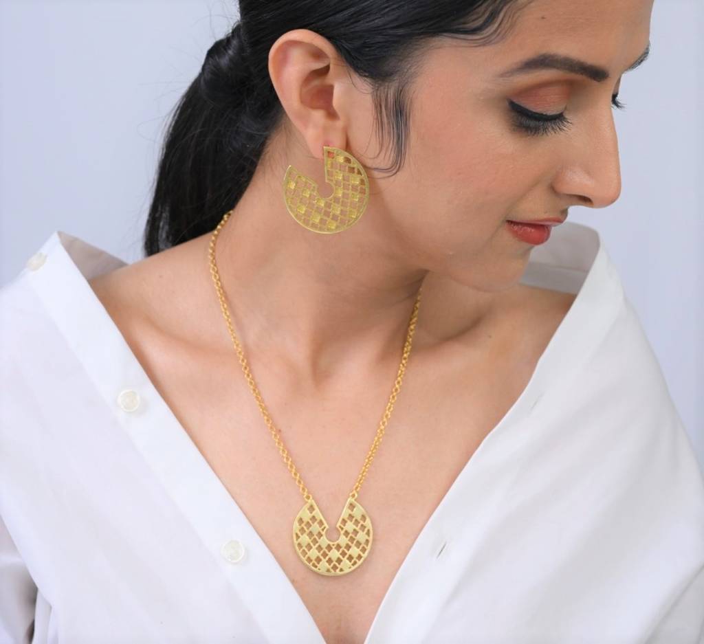 22Kt Gold Plated Jharokha Jaal Necklace