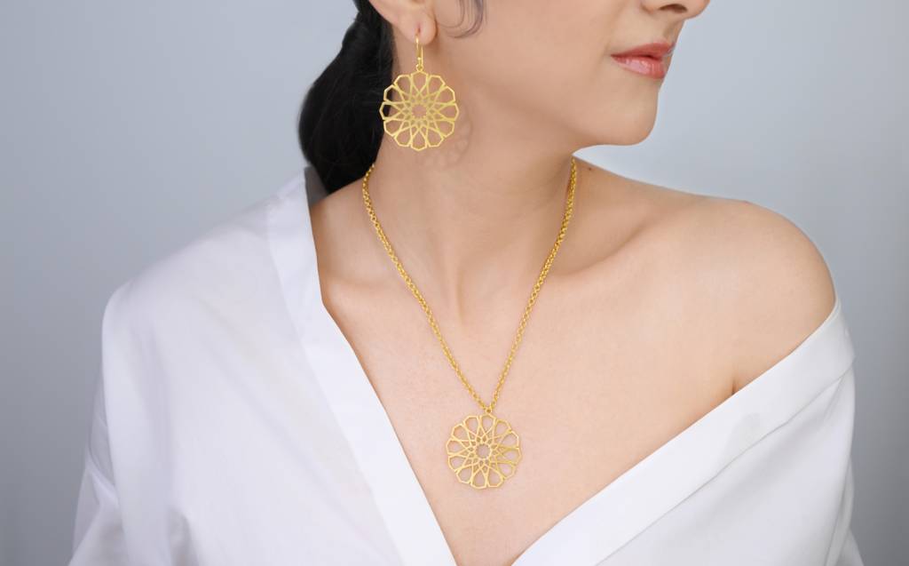 22Kt Gold Plated Jharokha Necklace