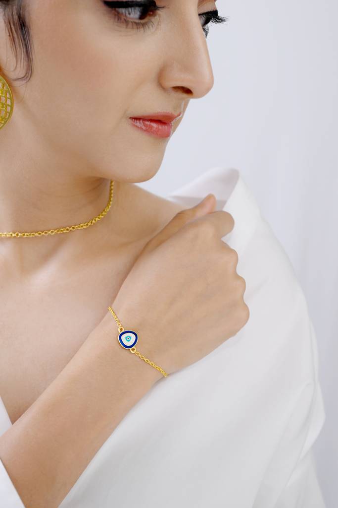 22kt Gold Plated Enamel Evil Eye Bracelet
