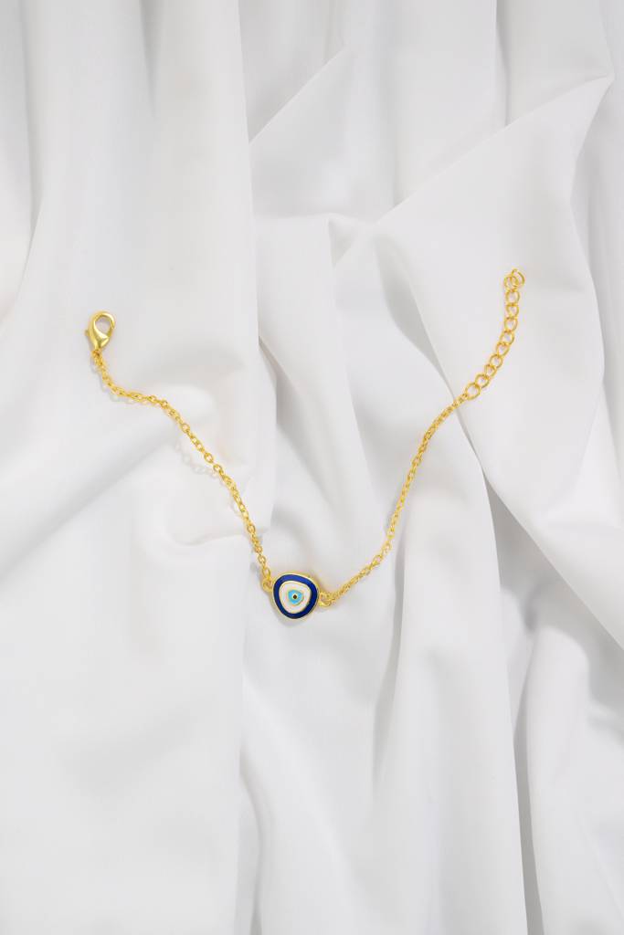 22kt Gold Plated Enamel Evil Eye Bracelet