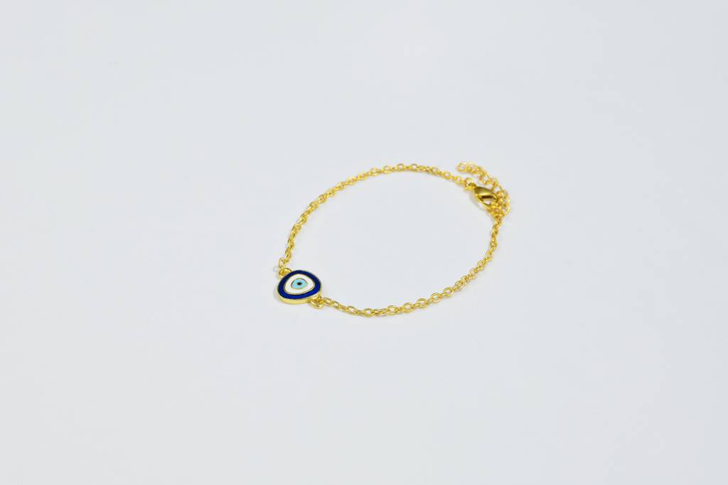 22kt Gold Plated Enamel Evil Eye Bracelet