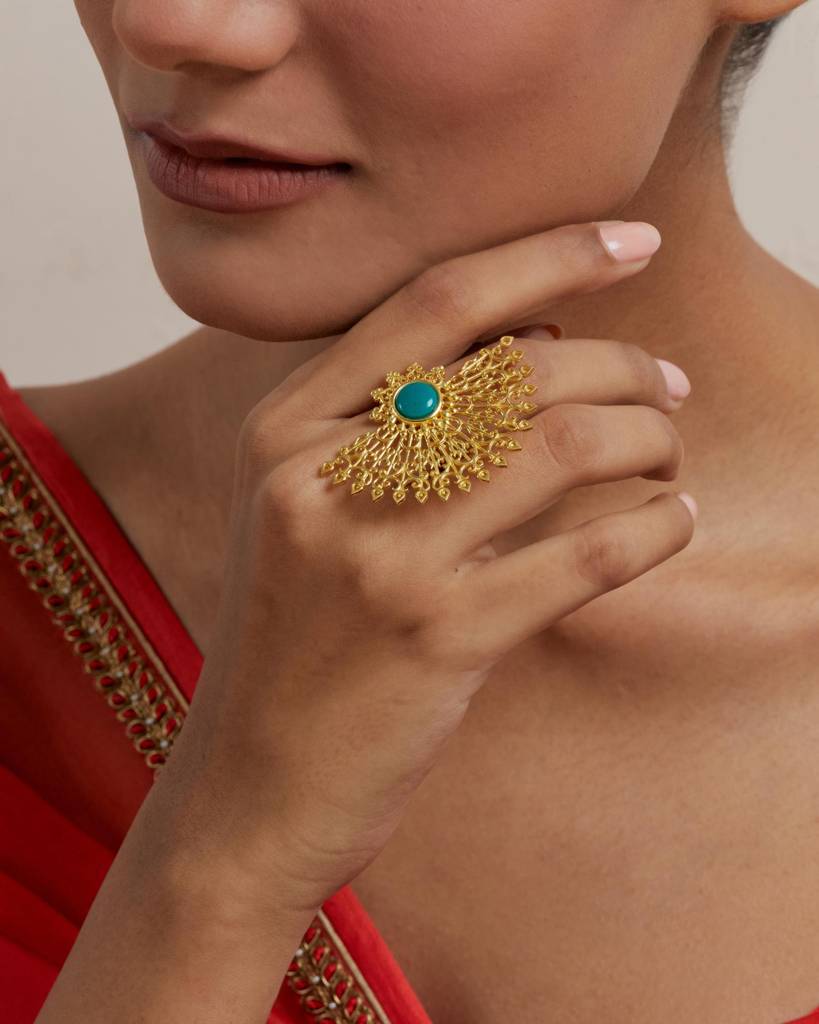 22Kt Gold Plated Phool Ring