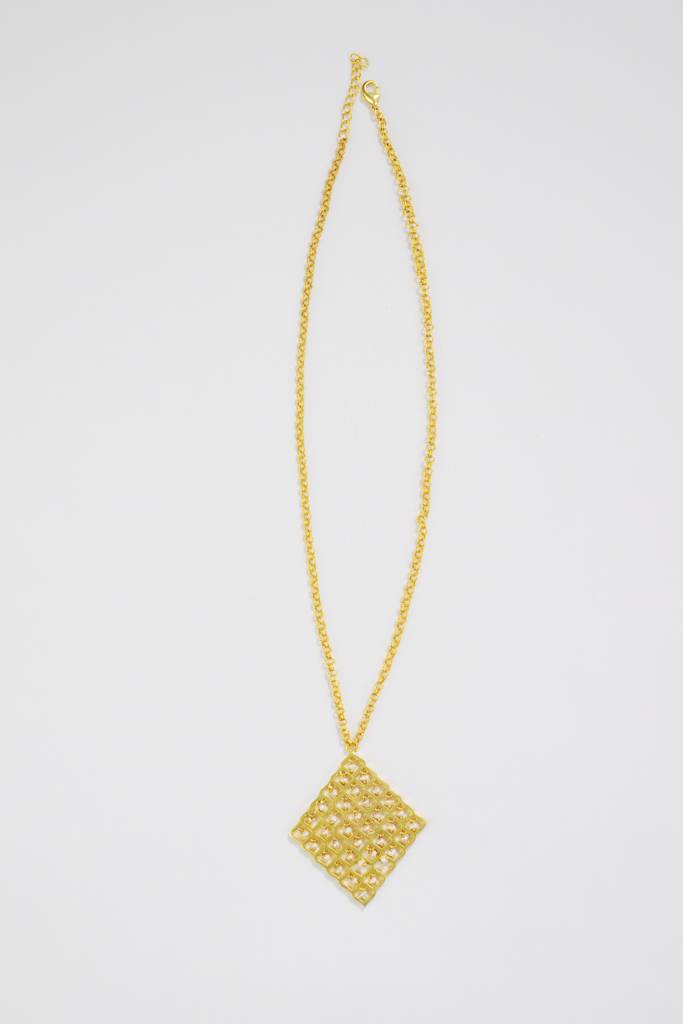 22Kt Gold Plated Jharokha Moti Jaal Long Square Necklace