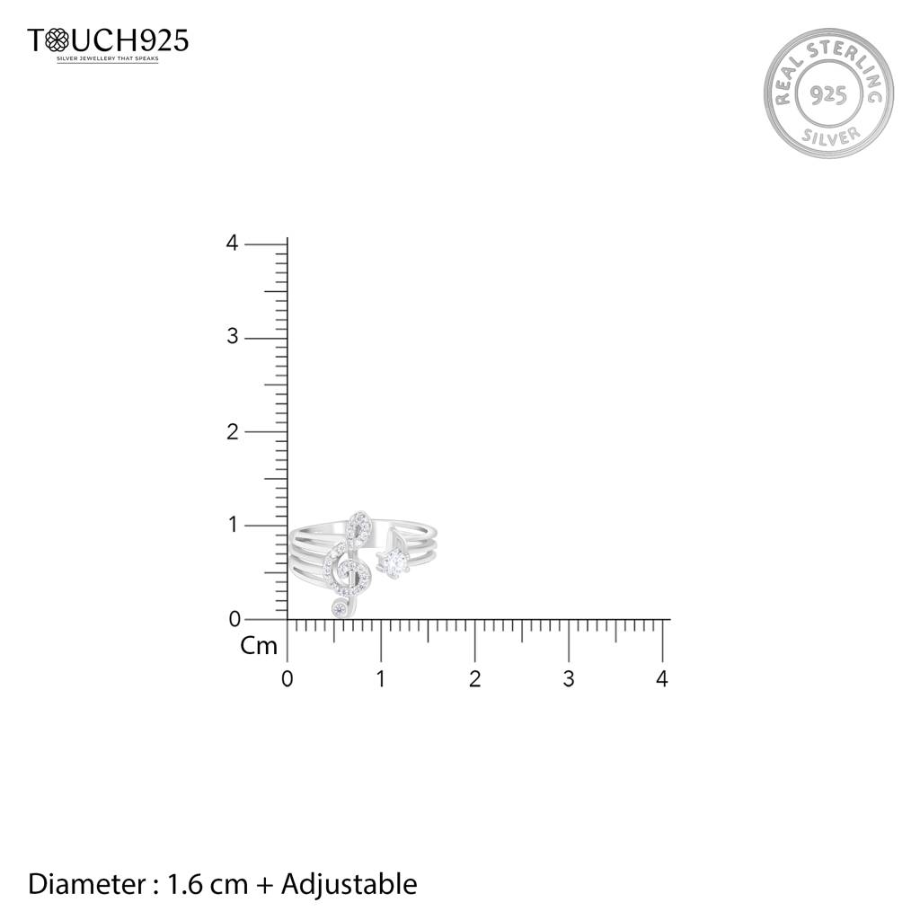 Music Note Ring In Silver Color : KYLR1341