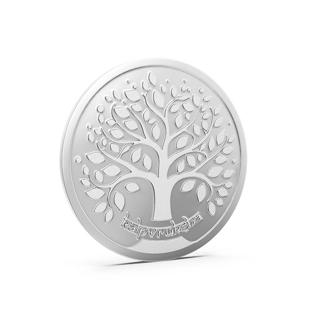 100 Gm Kalpavruksha Silver Coin Pure 999 : 100gmKalpavrukshaSilverCoinPure999