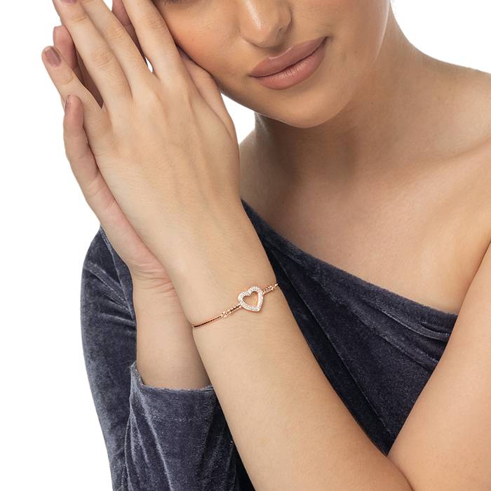 Twisted Silver Rose Gold Charm Bracelet : LB157