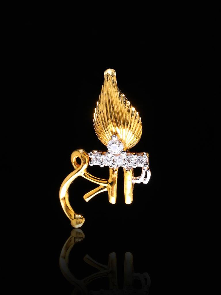 18K Gold Shree Krishna Mor Pankh Design Pendant With Cubic Zirconia : LBI02