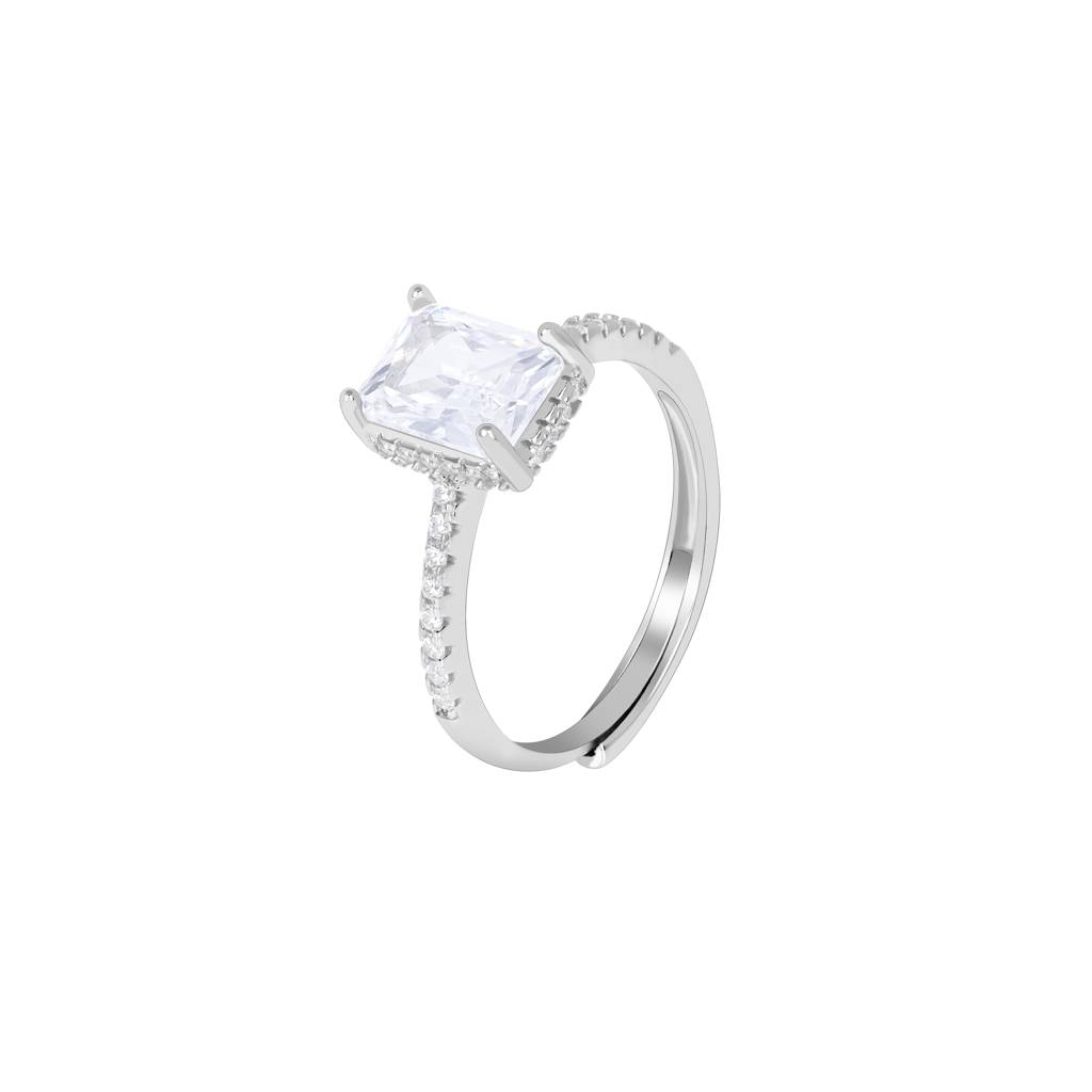 Rectangular Stone Ring In Silver Color : LBLR1386