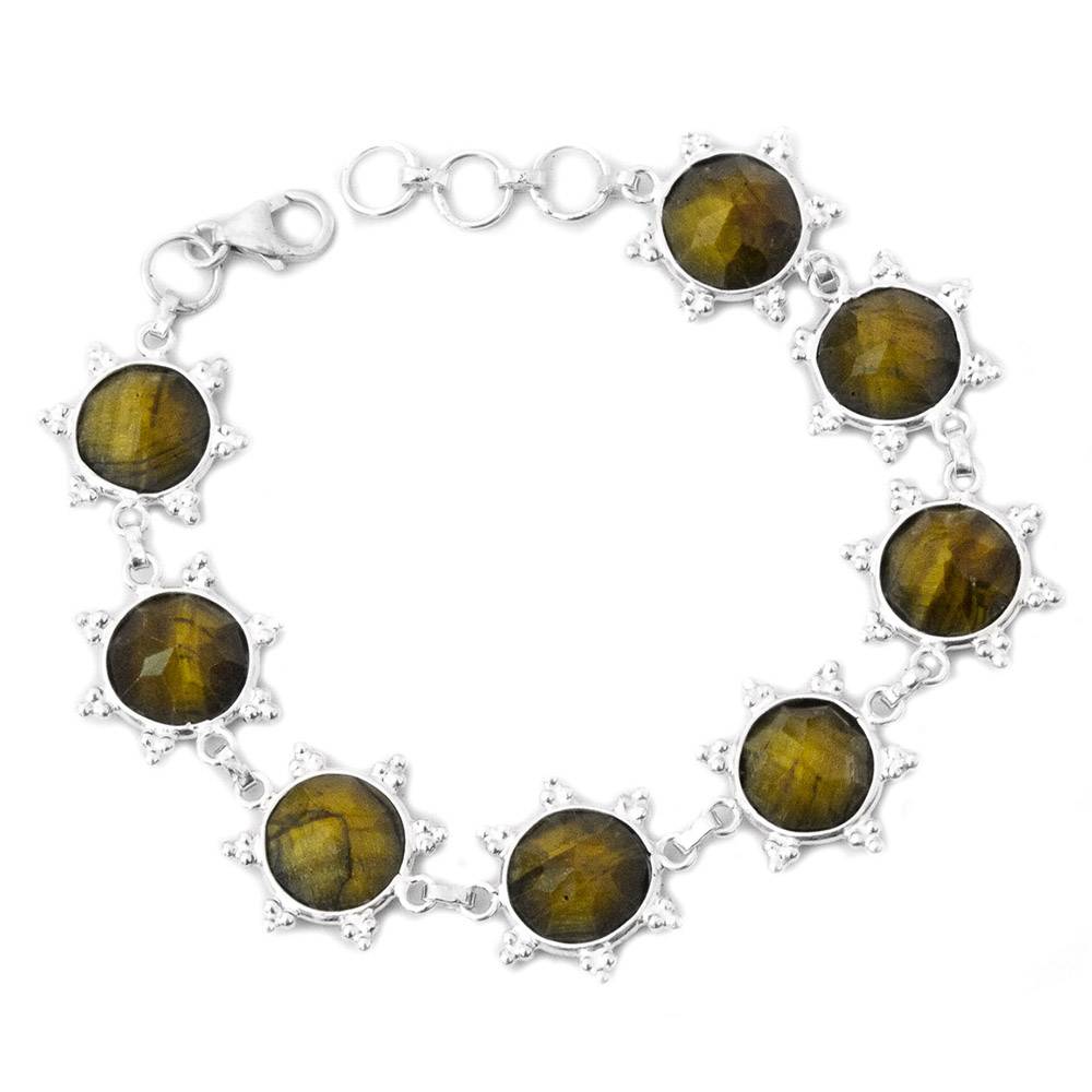 Sterling Silver Faceted Tiger-Eye Bracelet : LBV52