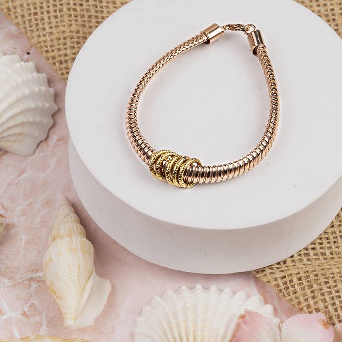 Twisted Rose Gold Charm Bracelet : LB128