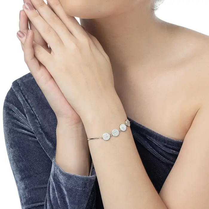 Bracelet De Cheville Double Anneaux Entrelacés En Argent Sterling .925 - Ajustable 10 Pouces - Cadeau Femme/ado - 2