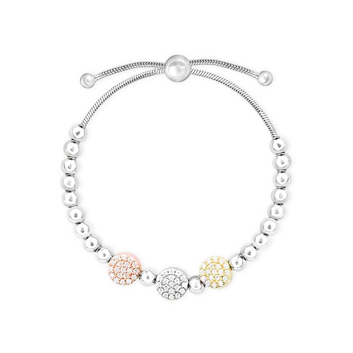 Beaded Multicolour Cz Silver Bracelet : LB187
