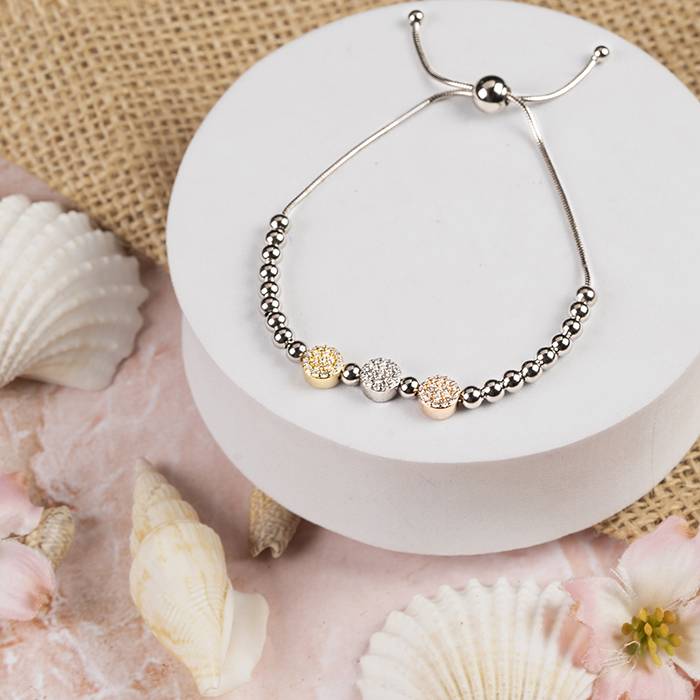 Beaded Multicolour Cz Silver Bracelet : LB187