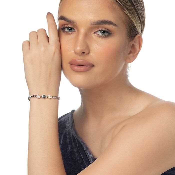 Beaded Multicolour Cz Silver Bracelet : LB187