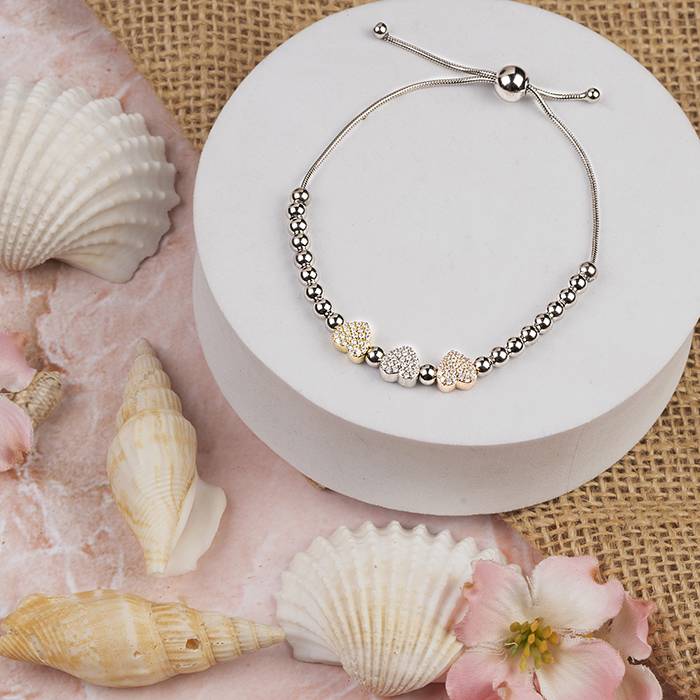 Beaded Charm Silver Bracelet : LB193