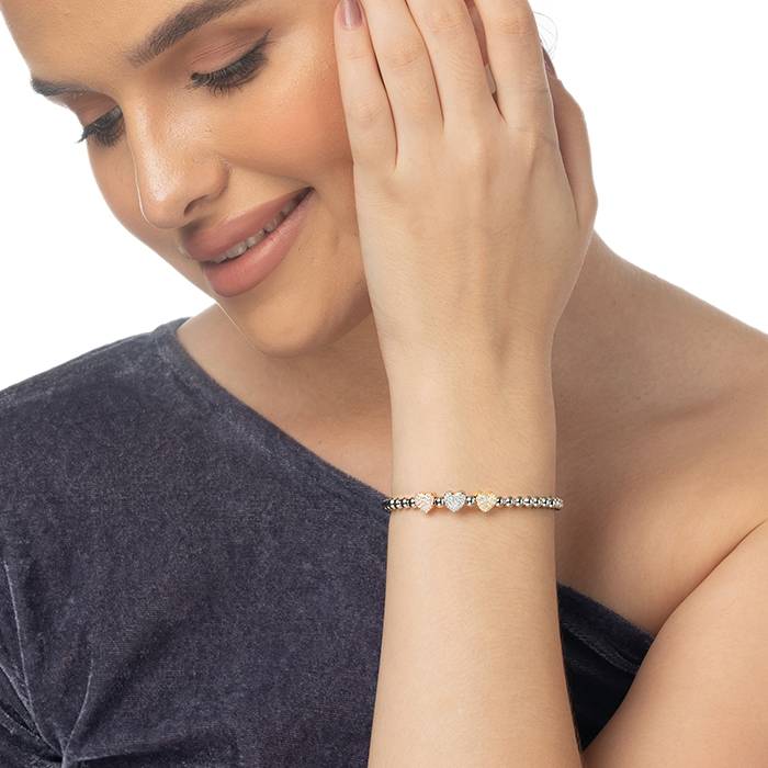 Beaded Charm Silver Bracelet : LB193