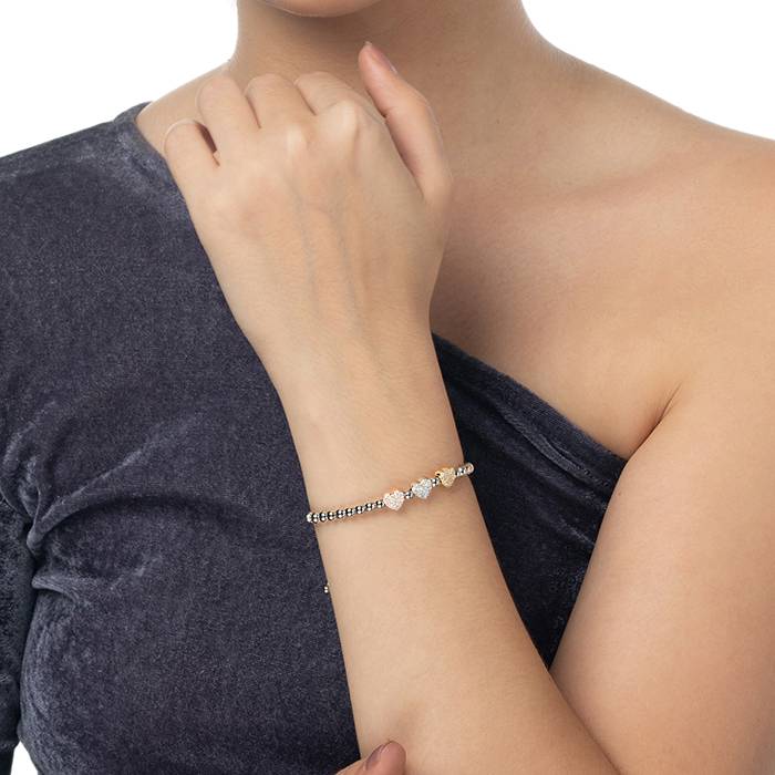 Beaded Charm Silver Bracelet : LB193