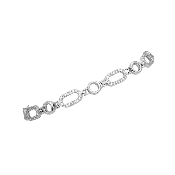 Shimmering Link Cz Silver Bracelet : LB20