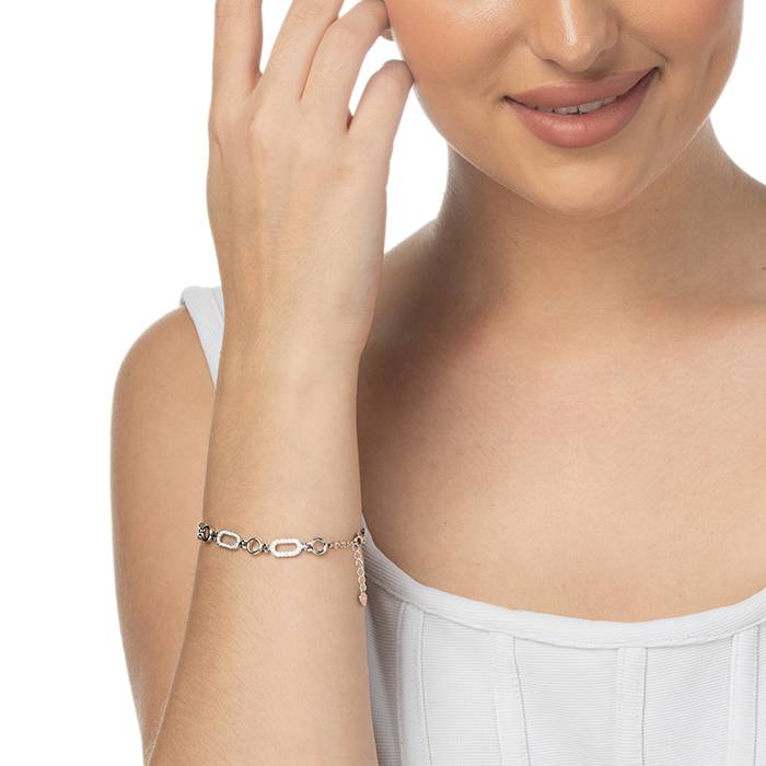 Shimmering Link Cz Silver Bracelet : LB20