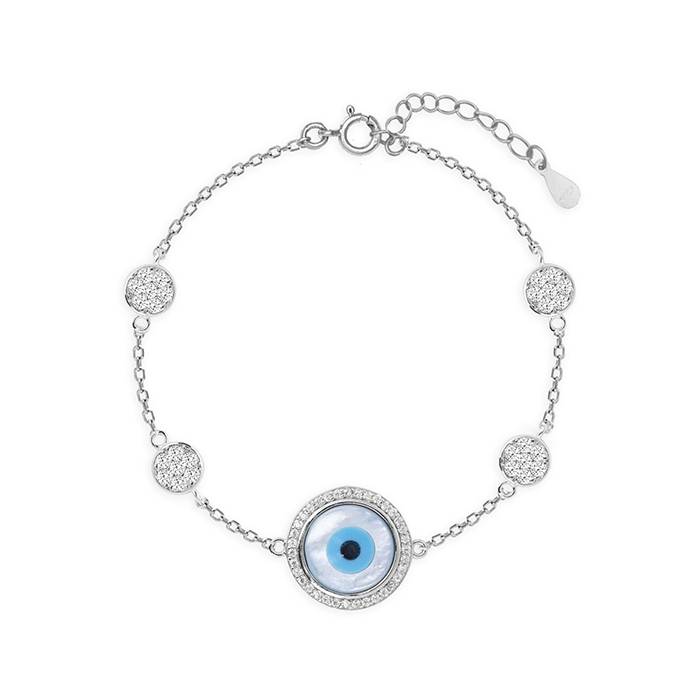 Evil Eye Circular Silver Bracelet