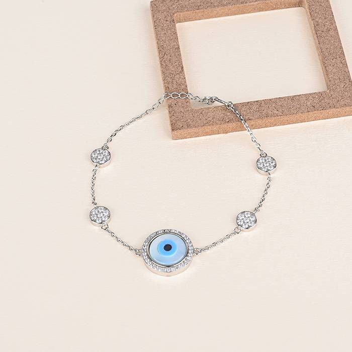 Evil Eye Circular Silver Bracelet