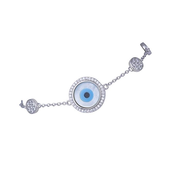 Evil Eye Circular Silver Bracelet
