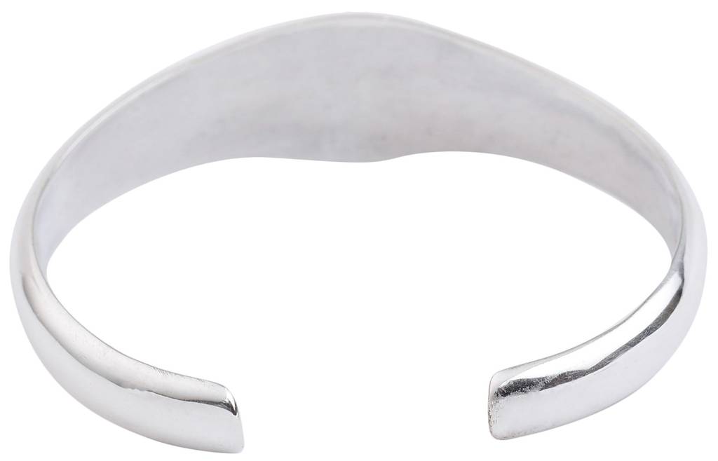 Sterling Silver Cuff Bracelet With Beautifully Engraved Floral Design From Nepal (Adjustable Size) : LCG71