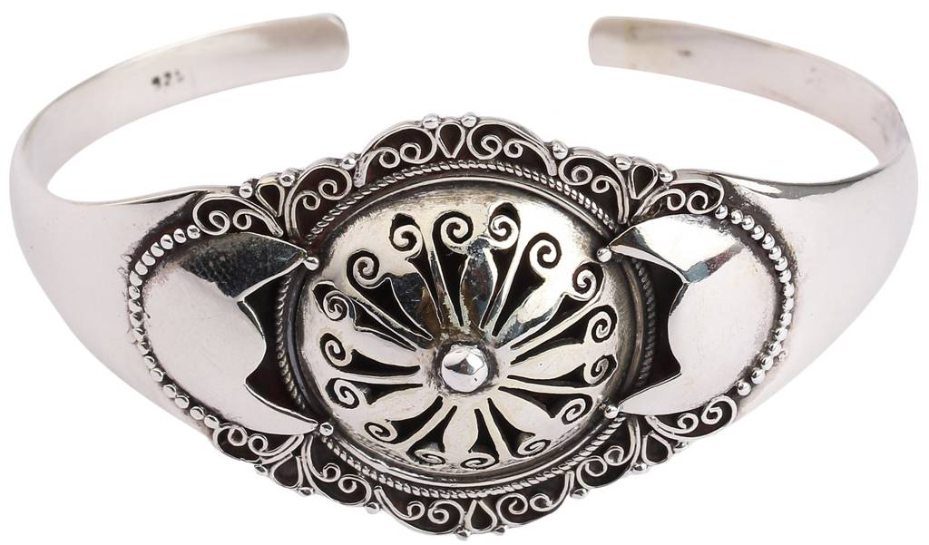 Sterling Silver Emboss Flower Bracelet (Adjustable Size) : LCI19