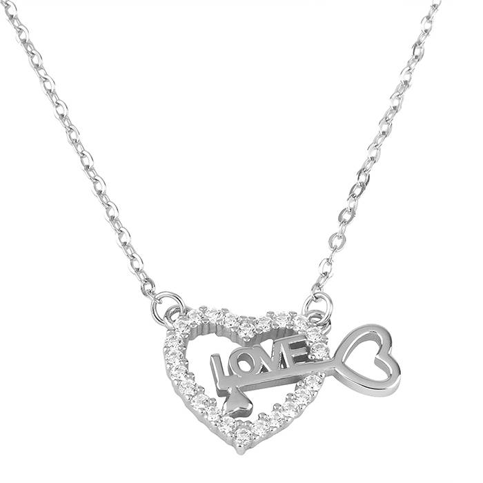 Love Key Cz Studded Chain Locket : LCL137