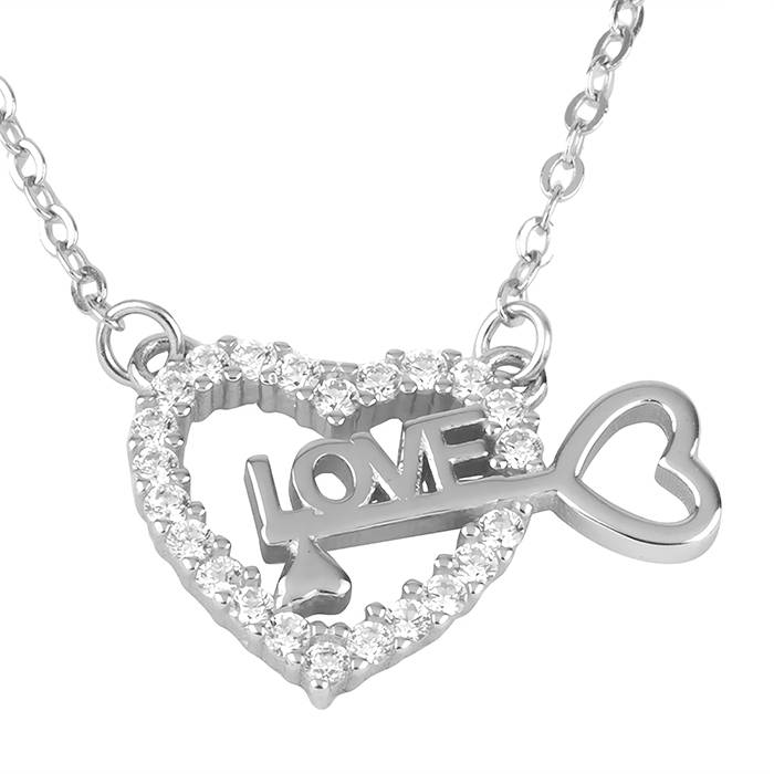 Love Key Cz Studded Chain Locket : LCL137