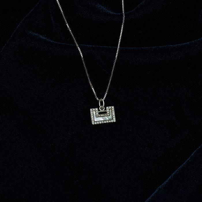 Zirconia Luminous Silver Symmetry Chain Locket : LCL153