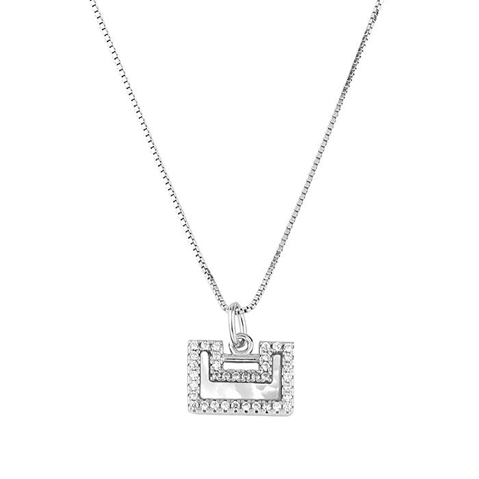 Zirconia Luminous Silver Symmetry Chain Locket : LCL153