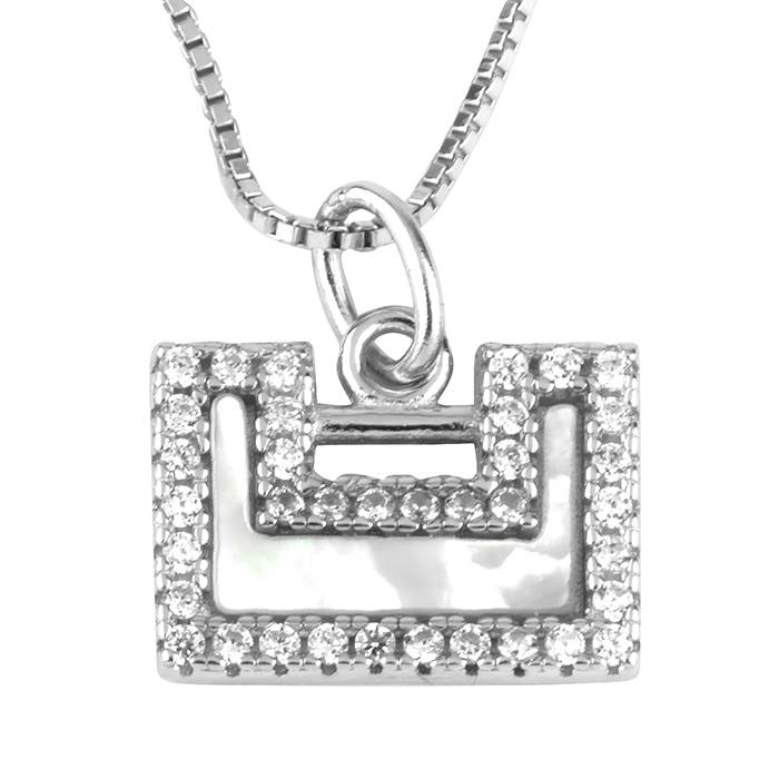 Zirconia Luminous Silver Symmetry Chain Locket : LCL153