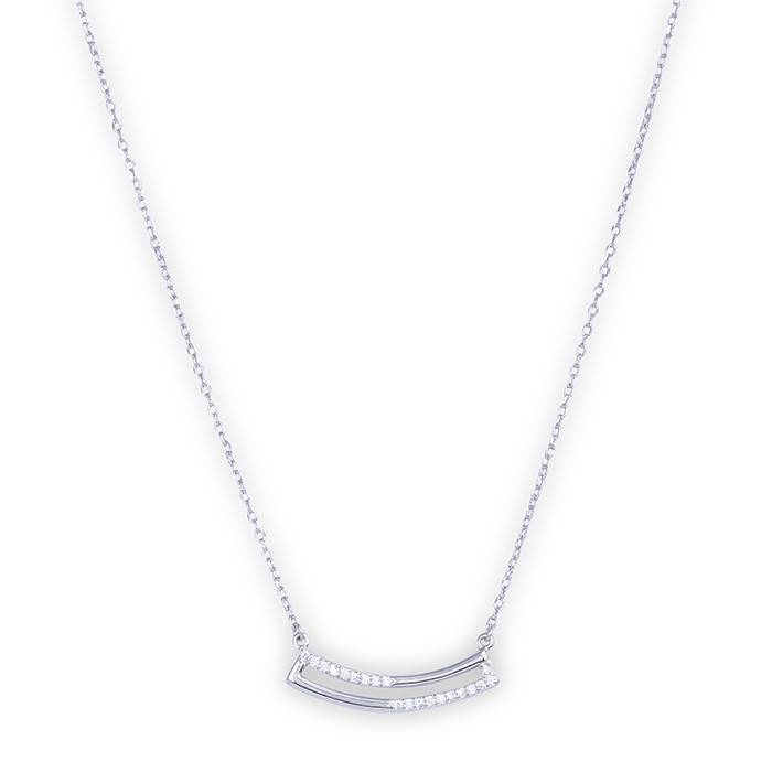 Curve Bar Cz Studded Chain Locket : LCL37