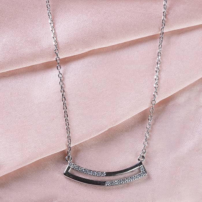 Curve Bar Cz Studded Chain Locket : LCL37