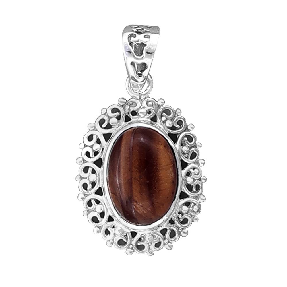Designer Sterling Silver Pendant With Tiger Eye Gemstone : LDA101