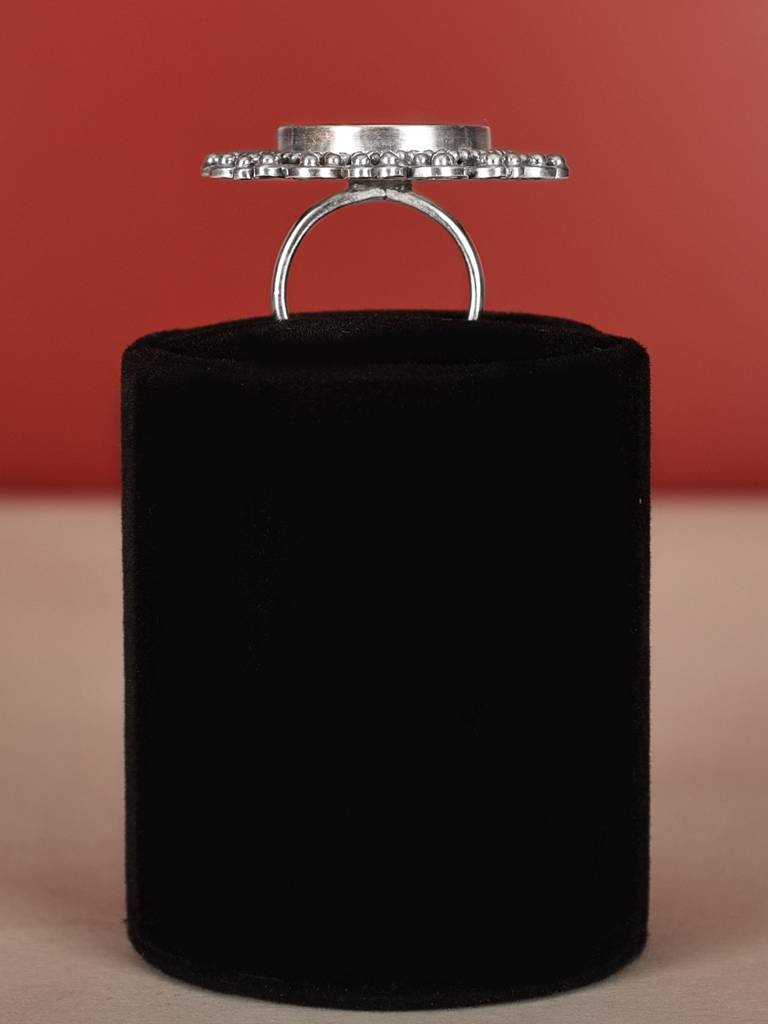 Floral Design Sterling Silver Mirror Ring : LDA428-8