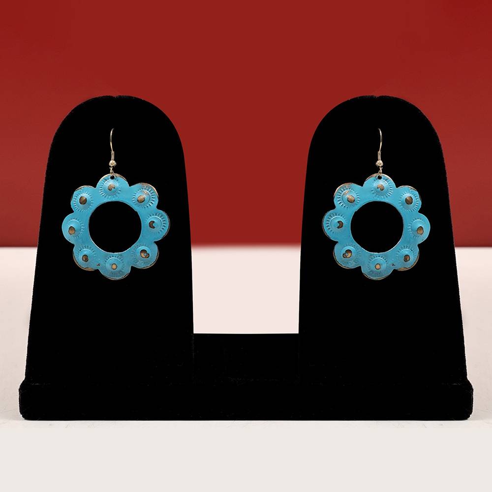 Flower Design Dangle Earring | Indian Fashion Jewelry : LDA521--Blue