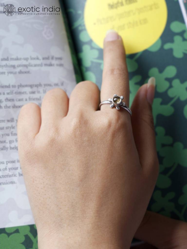 Floral Design Sterling Silver Ring With Gemstone : LDA844-8-Citrine