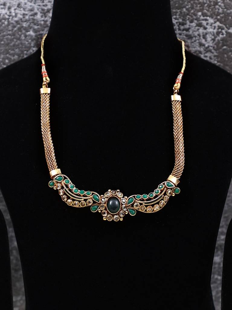 Metal With Multi Stone Fashion Necklace With Earring Set : LDA915