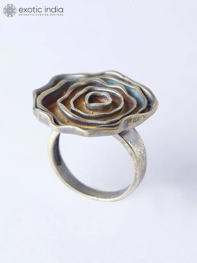 Floral Design Sterling Silver Ring For Festival : LDD027-7