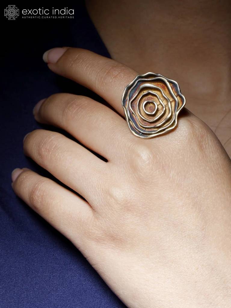 Floral Design Sterling Silver Ring For Festival : LDD027-7