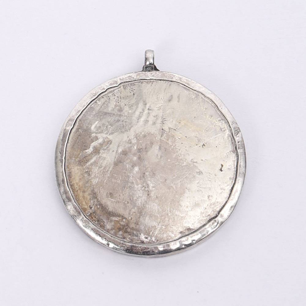 Hand-Painted Sterling Silver Pendant Of Ancient Hindu Swastika : LDD120
