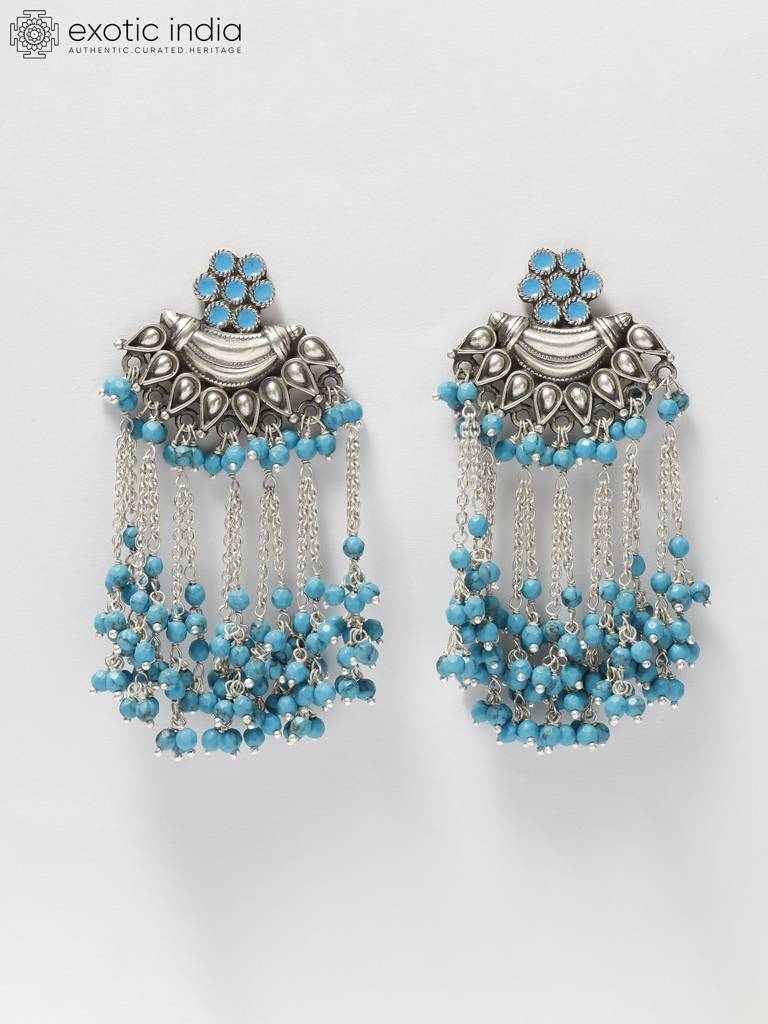 Sterling Silver Arizona Turquoise Gemstone Earrings : LDD307