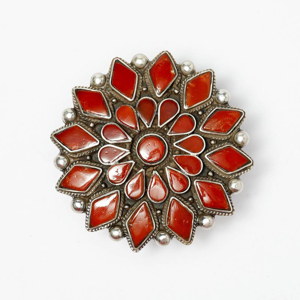 Sterling Silver Ring With Adjustable Floral Design Coral Big Size : LDD369-8